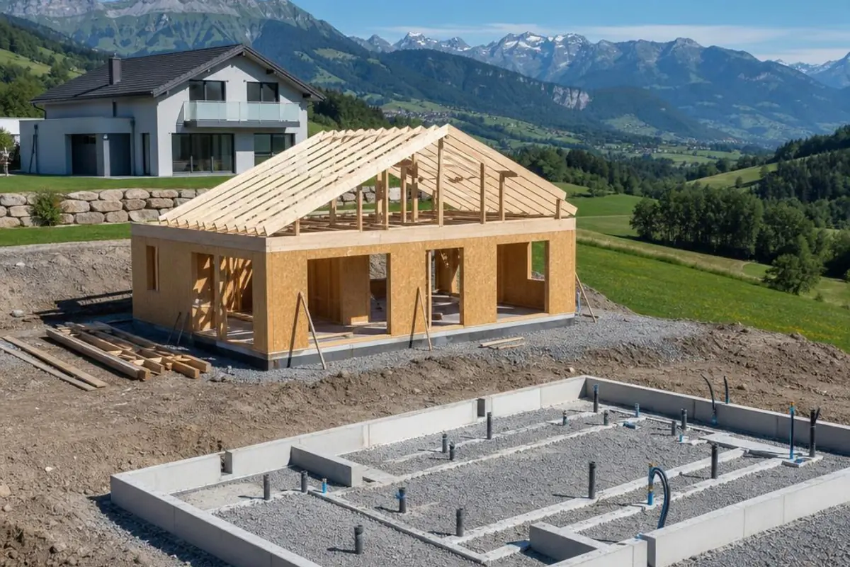 Zahlungsplan Hausbau Schweiz mit Baufortschritt eines Holzhauses Zahlungsplan Hausbau Schweiz mit Baufortschritt eines Holzhauses